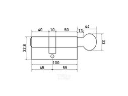Цилиндровый механизм замка Аллюр HD FG 100-5К CP (45x55G) перфорированный ключ (хром)
