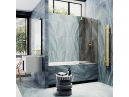 Стеклянная шторка для ванны MaybahGlass MGV-127-3у (бронзовое стекло/золотой)