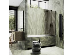Стеклянная шторка для ванны MaybahGlass MGV-148-6у (бронзовое матовое стекло/черный)