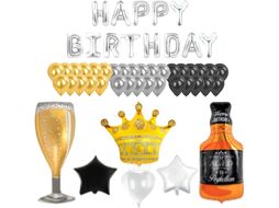 Набор воздушных шаров Brauberg Happy Birthday / 591898 (52шт, серебристый/золото/черный)