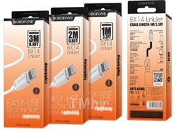 Кабель Borofone BX14 LinkJet AM-8pin Lightning (1м, белый)