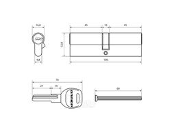 Цилиндровый механизм замка Аллюр HD F 100-5К CP (50x50) (хром)