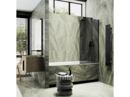 Стеклянная шторка для ванны MaybahGlass MGV-146-6у (графитовое стекло/черный)