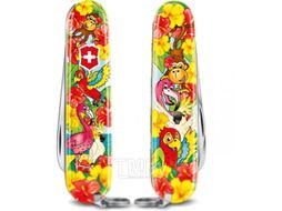 Нож швейцарский Victorinox Попугай +раскраска и шнурок на шею / 0.2373.E3 (красный)