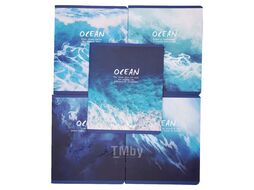 Тетрадь А5 48 л., клет. "Ocean" скоба, обл. карт., мелов. картон, матов. ламинация, выб.лак, синий Listoff ТКЛ489664