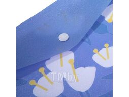 Папка-конверт А5 на кнопке "Флорал Белые цветы", 180 мкм, текстура с печатью Hatber AKk_36200