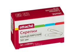 Скрепки 50 мм оцинк., 50 шт., овал., серебристый Attache 1108495