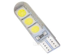 Лампочка светодиодная T10-3030-6SMD silica gel 12v белая KING T10-3030-6SMD silica gel W