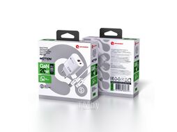 Сетевое зарядное устройство Atomic MOTION G202 GAN 20W 2-порта USB (A+C) с кабелем USB (С-L) 1.5 метра, цвет белый 10.204
