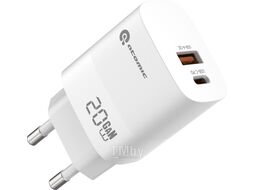 Сетевое зарядное устройство Atomic MOTION G202 GAN 20W 2-порта USB (A+C) с кабелем USB (С-L) 1.5 метра, цвет белый 10.204