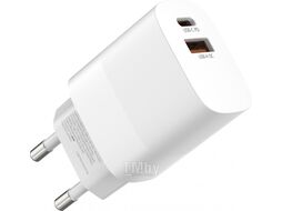 Сетевое зарядное устройство Atomic MOTION G202 GAN 20W 2-порта USB (A+C) с кабелем USB (С-L) 1.5 метра, цвет белый 10.204