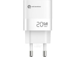 Сетевое зарядное устройство Atomic MOTION G202 GAN 20W 2-порта USB (A+C) с кабелем USB (С-L) 1.5 метра, цвет белый 10.204