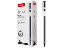 Ручка гелевая "Gross", 0.5мм, черная Hatber GP_064537
