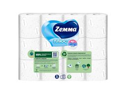 Туалетная бумага, Белая, 2 слоя, 12 рул. Плюс Zemma