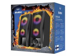 Акустика Sven 445, 2.0, 6 Вт, выход на наушники, динамическая подсветка Black