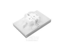 Механизм роз. двойной, 16А, IP44, с.з., с.ш., с рамкой, с крышками, алюм. Эпика EKF UP1-SOA-211-44