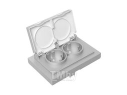 Механизм роз. двойной, 16А, IP44, с.з., с.ш., с рамкой, с крышками, алюм. Эпика EKF UP1-SOA-211-44