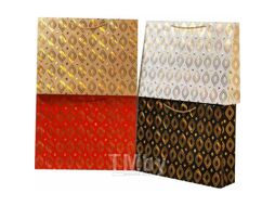 Пакет подарочный 15x14x7 см бумажный "Golden Pattern" 210 г/м2, асс-ти 4 диз-на, горизонтальный deVente 9041521