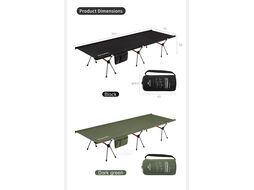 Раскладушка XJC04 NEW 190х70х38 см, до 155 кг, зеленая Naturehike NH19JJ006-DGRS