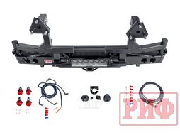 Бампер силовой задний Isuzu D-MAX 2012-2020 с квад. под фаркоп, 2-мя калит., фонарями, стандарт Риф RIFDMX-21122