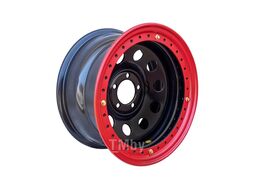Диск усиленный JEEP стальной черный 5х114,3 8xR16 d84 ET-19 с бедлоком (красный) OFF-ROAD Wheels 1680-51484BL-19 BD-R