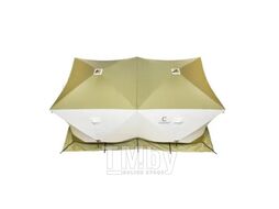 Палатка зимняя куб СЛЕДОПЫТ "Premium" 4,2х2,1 м, 2-комнатная, 3 слоя, оливковый/белый (PF-TW-41)