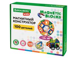 Магнитный конструктор MAGNETIC BLOCKS 100 деталей BRAUBERG KIDS 665720