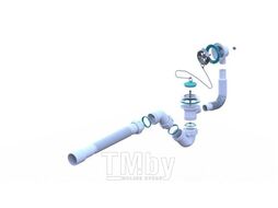 Сифон для ванны S-образный, выпуск 1 1/2", гофра 1 1/2" - 40/50 (800 мм), AV Engineering AVE129650