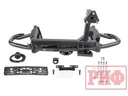 Бампер силовой задний Toyota Land Cruiser Prado 120 c квадратом под фаркоп и калиткой Риф RIF120-21076