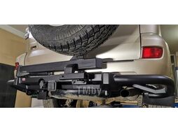 Бампер силовой задний Toyota Land Cruiser Prado 120 c квадратом под фаркоп и калиткой Риф RIF120-21076
