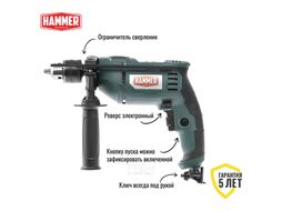 Дрель ударная Hammer Flex UDD710D 710Вт 13мм 0-3000об/мин реверс 630695