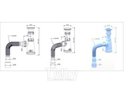 Сифон для умывальника, выпуск 1 1/2", гофра 1 1/2" - 40/50 (800 мм), AV Engineering AVE129660