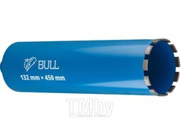 Коронка алмазная d 132мм железобетон, L450мм, 1 1/4", мокрое сверление BULL 2329248