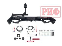 Бампер силовой задний Toyota Land Cruiser 76 2007+ с квадратом под фаркоп, калиткой и фонарями Риф RIF076-21125