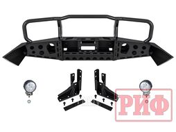 Бампер силовой передний Toyota Land Cruiser 105 с доп. фарами и защитной дугой Риф RIF105-10350