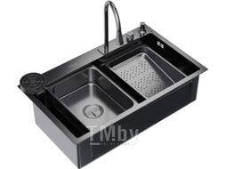 Мойка кухонная со смесителем Mixline Pro 552104 (черный графит, с сифоном)