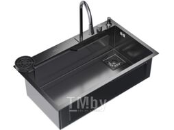 Мойка кухонная со смесителем Mixline Pro 552104 (черный графит, с сифоном)