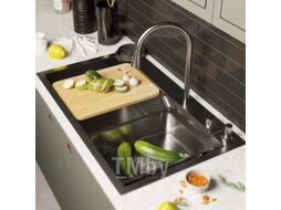 Мойка кухонная со смесителем Mixline Pro 552104 (черный графит, с сифоном)
