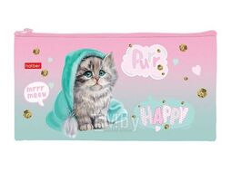 Пенал мягкий плоский 205х110мм "Милый котик", полиэстер, на молнии Hatber NPk_63168