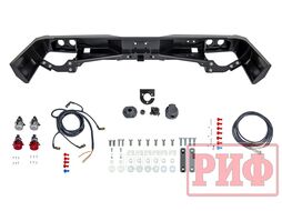 Бампер силовой задний Toyota Land Cruiser 76 2007+ с квадратом под фаркоп и фонарями Риф RIF076-21150