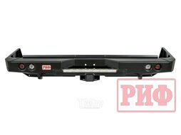 Бампер силовой задний Toyota Land Cruiser 76 2007+ с квадратом под фаркоп и фонарями Риф RIF076-21150