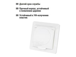 Розетка 2П+З с защ. шт. и крышкой 16А 250В IP44 белая "Ильмень" TDM SQ1823-0017