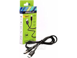 Кабель USB-Type C, 3А, 1,2м, Черный, Зарядка+Передача данных, Коробка ELX-CDC02-C02 Ergolux 15094