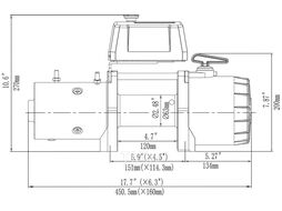 Лебёдка электрическая 12V 12500 lbs 5670 кг короткий барабан, синтетический трос RUNVA 12.5XSSR