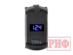 Розетка USB Type PD, QC 3.0 с вольтметром, синяя подсветка Риф RIF22-4-41480