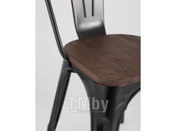 Стул Stool Group Tolix Wood / YD-H440B-W LG-01 (черный глянцевый/темное дерево)