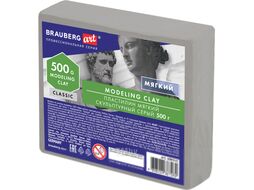 Пластилин скульптурный Brauberg Art Classic / 106513 (серый, мягкий)