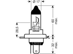 Лампа галогенная блистер 1шт H4 12V 60/55W P43T OSRAM 64193-01B