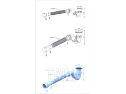 Сифон для поддона S-образный, выпуск 1 1/2", гофра 1 1/2" - 40/50 (800 мм), AV Engineering AVE129655