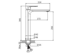 Умывальник со смесителем Lauter 21836A + Reef 21CK8678BS + сифон 21635B + дон.клапан 21190B (черный матовый)